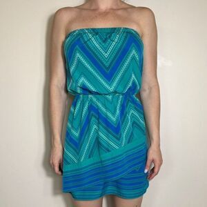 Y2K Express Strapless Bandana Wrap Vacation Mini Dress Size Small